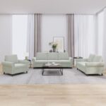 3 Piece Sofa Set with Cushions Light Grey Velvet