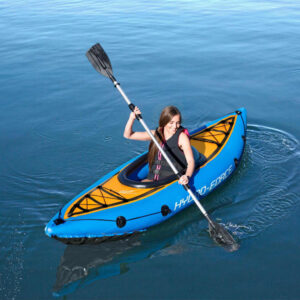 High-Quality Inflatable Kayak for One  Durable PVC  Ideal for Lakes and Calm Rivers  Includes Paddle and Pump