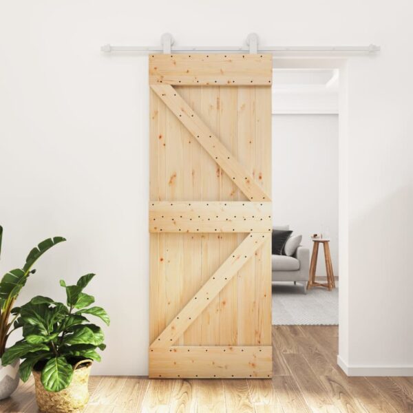 Sliding Door with Hardware Set 80x210 cm Solid Wood Pine