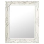 Classic White Baroque  Wall Mirror 50x60 cm - Ornate Wooden Frame  Bevelled Edge