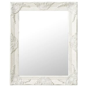 Classic White Baroque  Wall Mirror 50x60 cm - Ornate Wooden Frame  Bevelled Edge