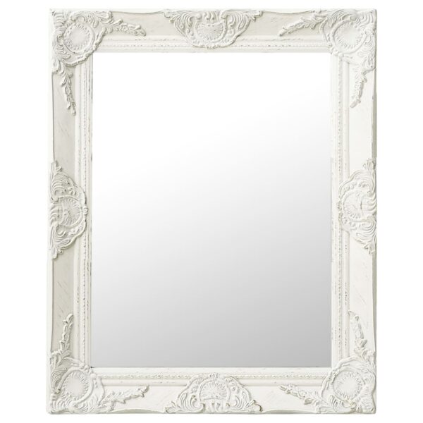 Classic White Baroque  Wall Mirror 50x60 cm - Ornate Wooden Frame  Bevelled Edge