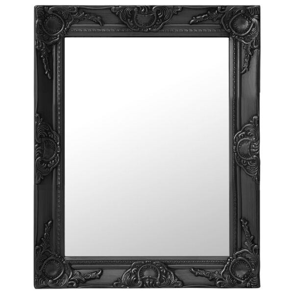 Classic Black Wall Mirror Baroque  Decorative Wooden Frame Bevelled Edge 50x60 cm