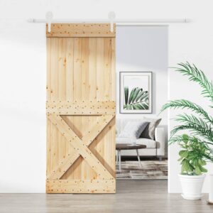 Sliding Door with Hardware Set 100x210 cm Solid Wood Pine