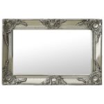 Classic Silver Wall Mirror in Baroque   60x40 cm  Decorative Wooden Frame