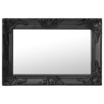 Classic Black Wall Mirror Baroque  Decorative Wooden Frame 60x40 cm