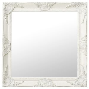 Classic White Baroque  Wall Mirror 60x60 cm - Decorative Wooden Frame