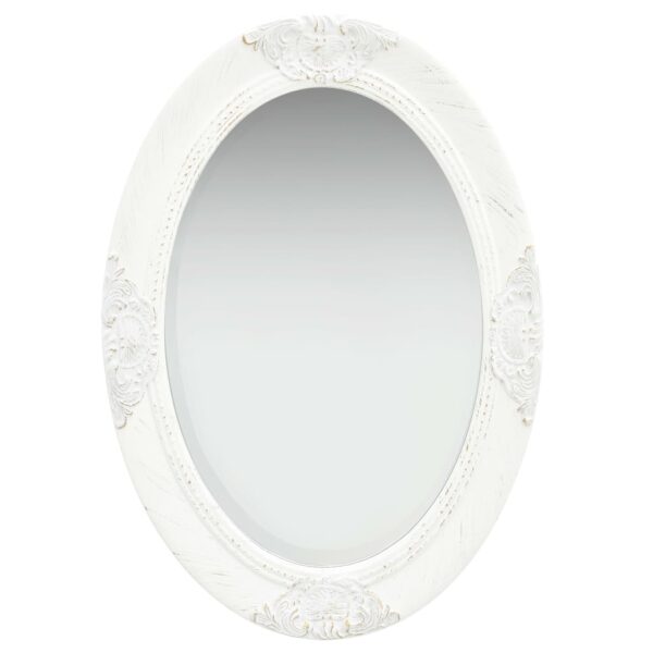 Classic White Baroque  Wall Mirror 50x70 cm - Ornate Wooden Frame  Oval Shape