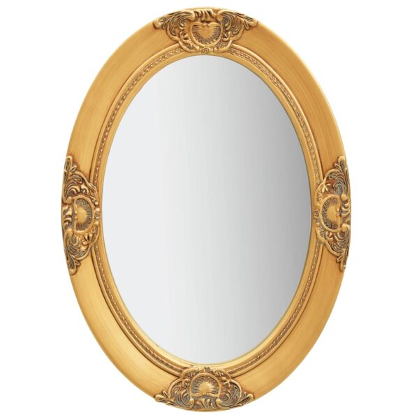 Classic Gold Wall Mirror Baroque  Oval Shape 50x70 cm with Mounting Hooks