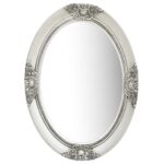 Classic Silver Wall Mirror in Baroque   50x70 cm  Ornate Wooden Frame  Oval Shape