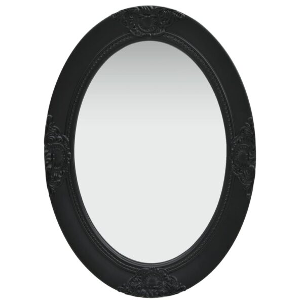 Classic Black Wall Mirror Baroque  Oval Shape 50x70 cm with Mounting Hooks