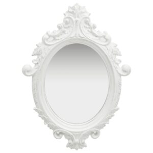 Classic White Wall Mirror in Castle   Ornate Frame  Decorative Pattern  Ready to Mount