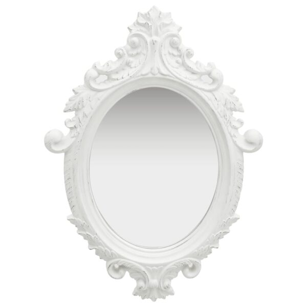 Classic White Wall Mirror in Castle   Ornate Frame  Decorative Pattern  Ready to Mount