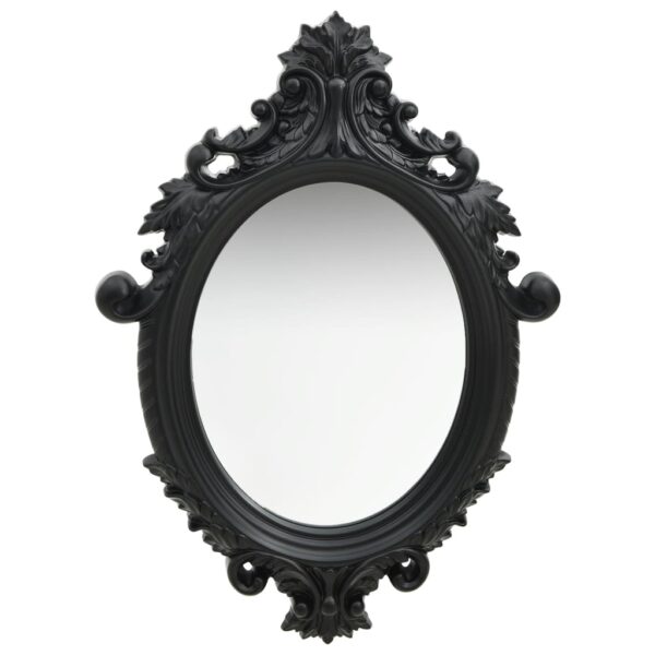 Classic Black Wall Mirror  Castle  Design  Oval Shape  Ready to Mount  56x76 cm