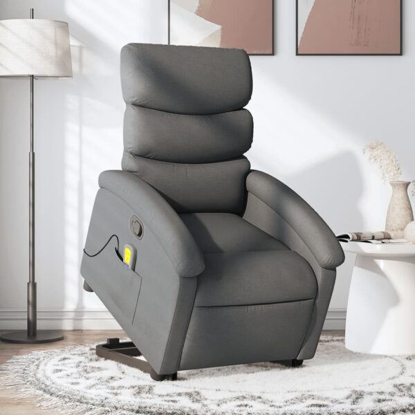 Stand up Massage Recliner Chair Dark Grey Fabric