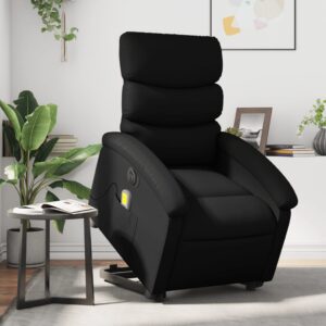 Electric Stand up Massage Recliner Chair Black Faux Leather