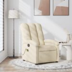 Massage Recliner Chair Cream Fabric