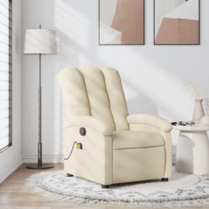 Massage Recliner Chair Cream Fabric