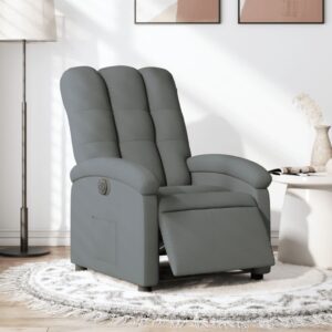 Electric Recliner Chair Dark Grey Fabric