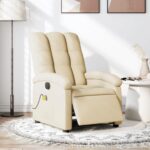 Electric Massage Recliner Chair Cream Fabric