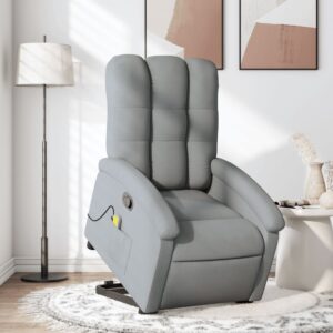 Stand up Massage Recliner Chair Light Grey Fabric