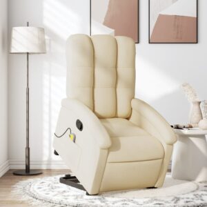 Stand up Massage Recliner Chair Cream Fabric