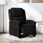 Electric Recliner Chair Black Fabric