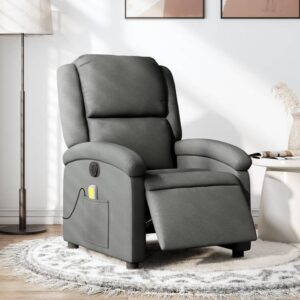 Electric Massage Recliner Chair Dark Grey Fabric