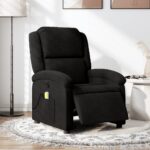 Electric Massage Recliner Chair Black Fabric