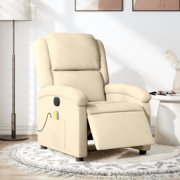 Electric Massage Recliner Chair Cream Fabric