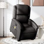 Stand up Massage Recliner Chair Black Fabric