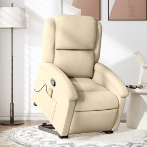 Stand up Massage Recliner Chair Cream Fabric