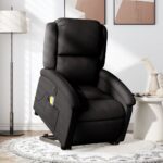 Electric Stand up Massage Recliner Chair Black Fabric