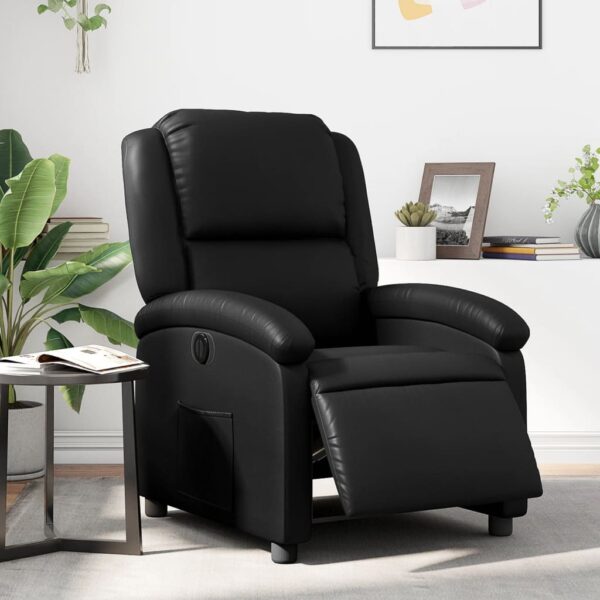 Electric Recliner Chair Black Faux Leather