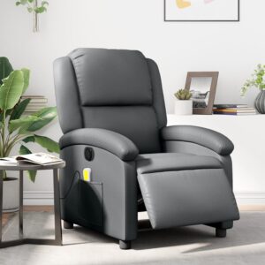 Electric Massage Recliner Chair Grey Faux Leather