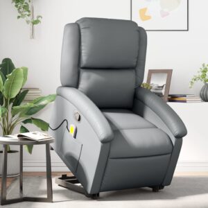 Stand up Massage Recliner Chair Grey Faux Leather