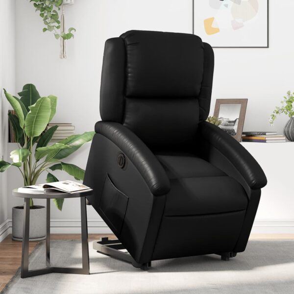 Electric Stand up Recliner Chair Black Faux Leather