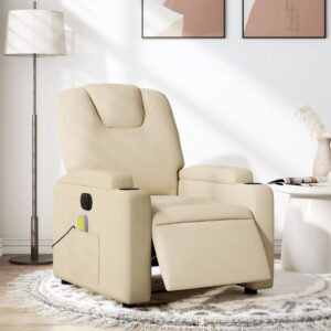 Electric Massage Recliner Chair Cream Fabric