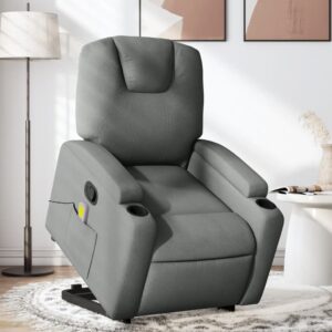 Stand up Massage Recliner Chair Dark Grey Fabric