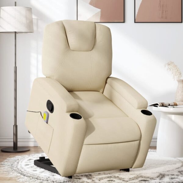 Stand up Massage Recliner Chair Cream Fabric