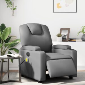 Electric Massage Recliner Chair Grey Faux Leather