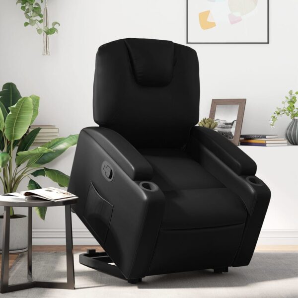 Stand up Recliner Chair Black Faux Leather