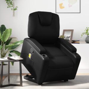 Stand up Massage Recliner Chair Black Faux Leather