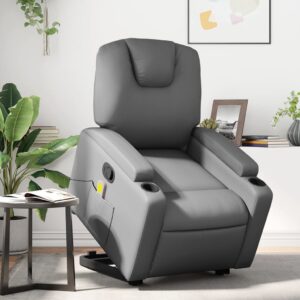 Stand up Massage Recliner Chair Grey Faux Leather