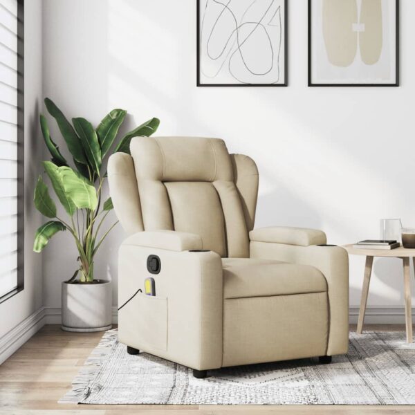 Massage Recliner Chair Cream Fabric