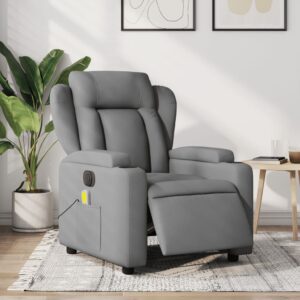 Electric Massage Recliner Chair Light Grey Fabric