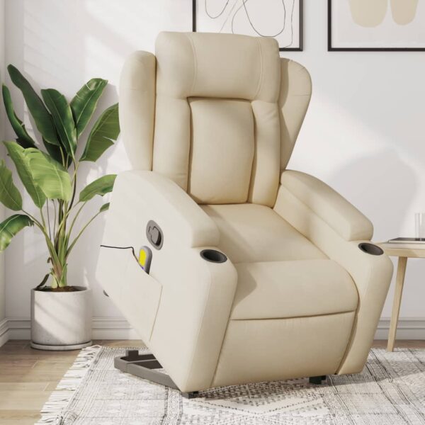 Stand up Massage Recliner Chair Cream Fabric