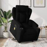 Electric Stand up Massage Recliner Chair Black Fabric