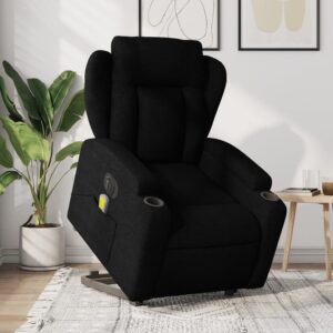 Electric Stand up Massage Recliner Chair Black Fabric