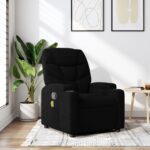 Massage Recliner Chair Black Fabric